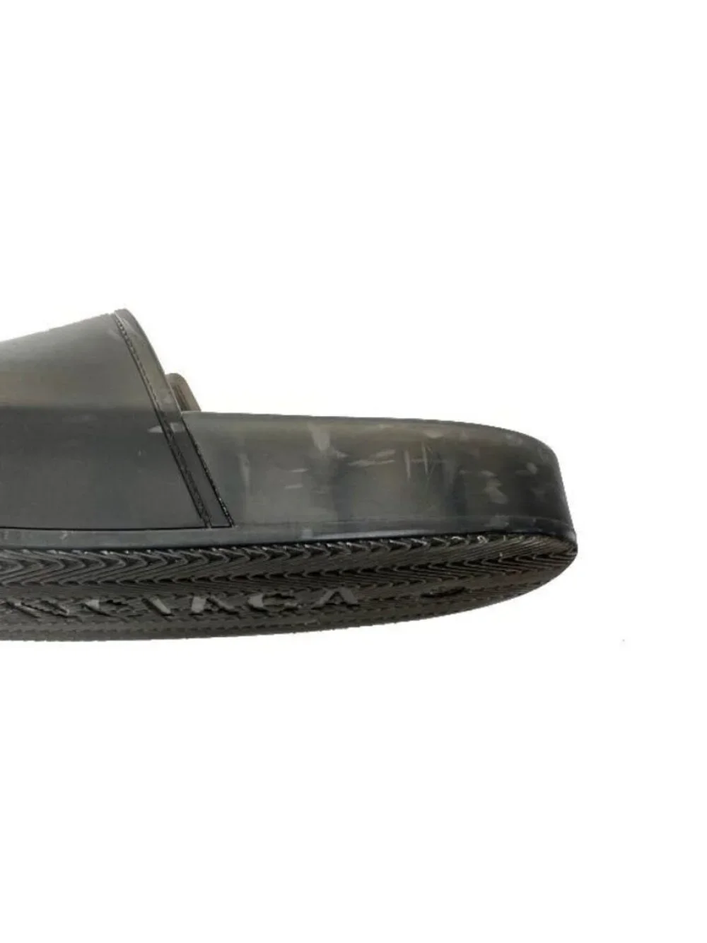 Balenciaga Mallorca Rubber Clear Belted Slide Sandals Black 37